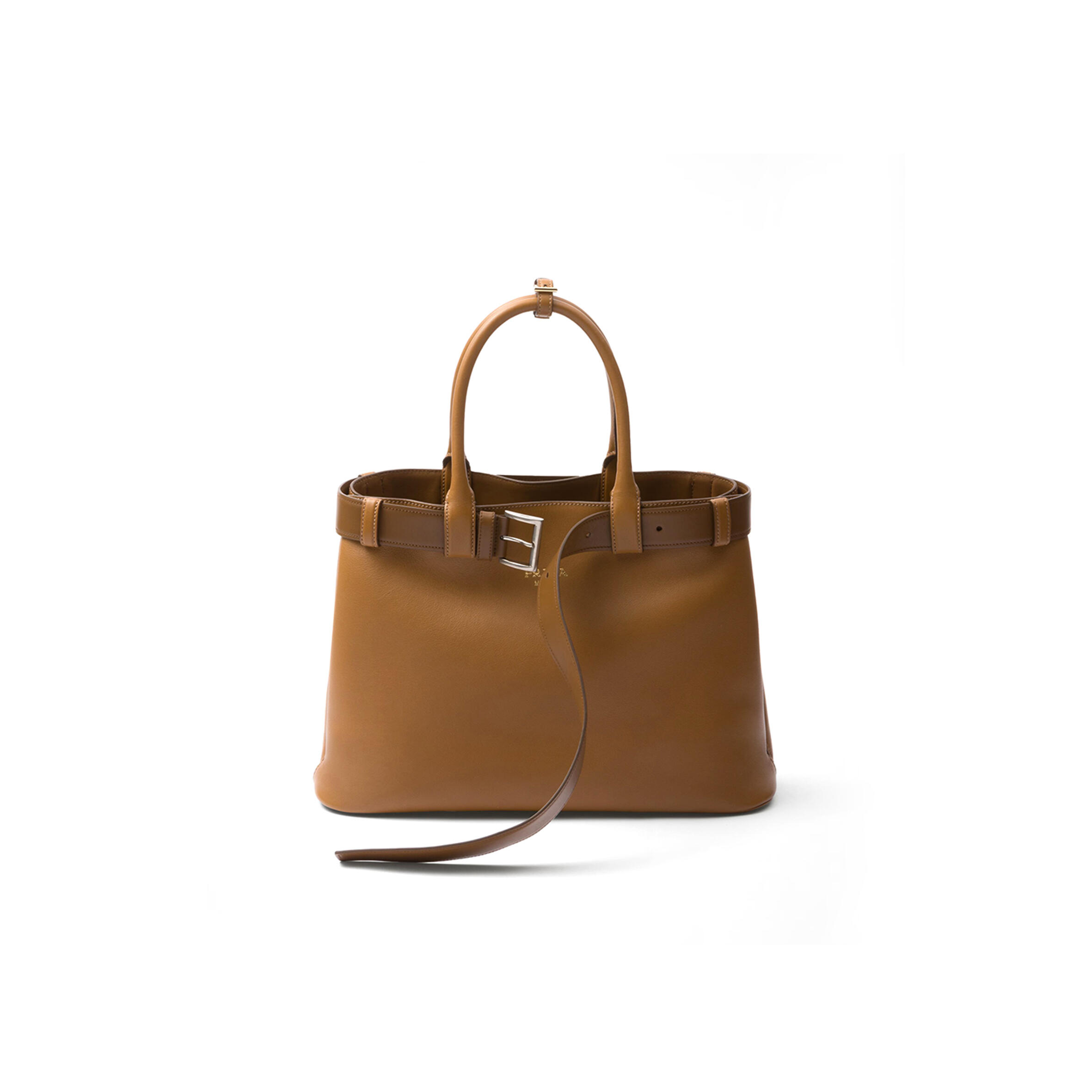PRADA BUCKLE LARGE LEATHER HANDBAG WITH BELT 1BA416 (37.5*27.5*14cm)